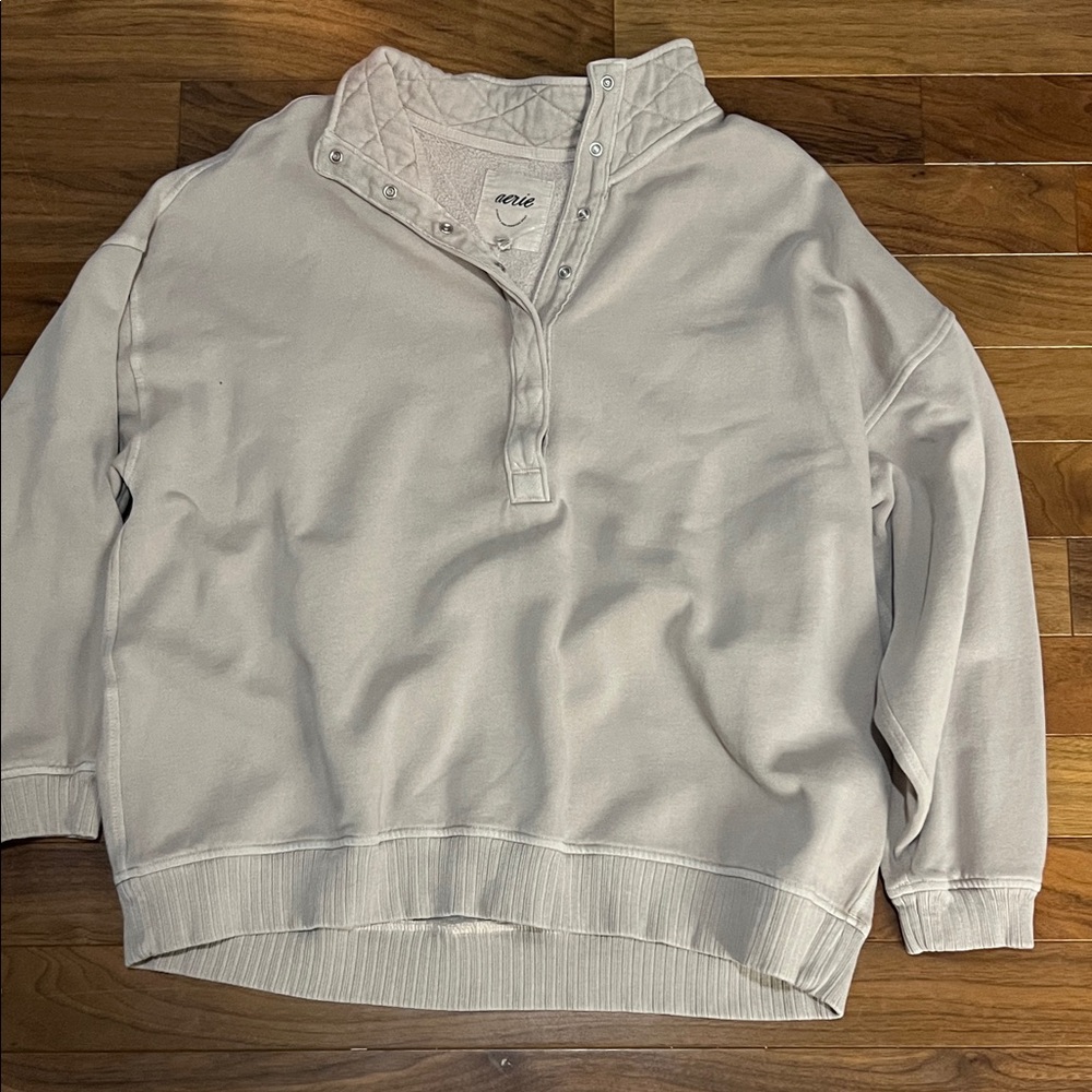 Aerie Cream Cowl Neck Sweater size large tan
